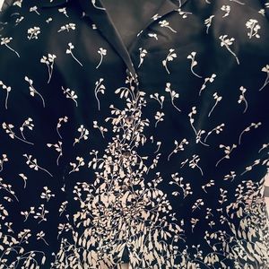 NWT 100% Silk Yarn black sheer shirt